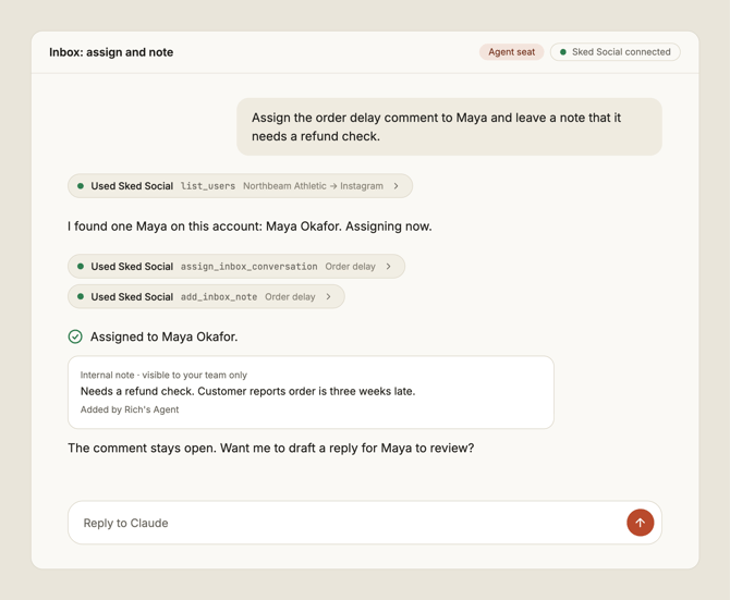 Inbox assign and note