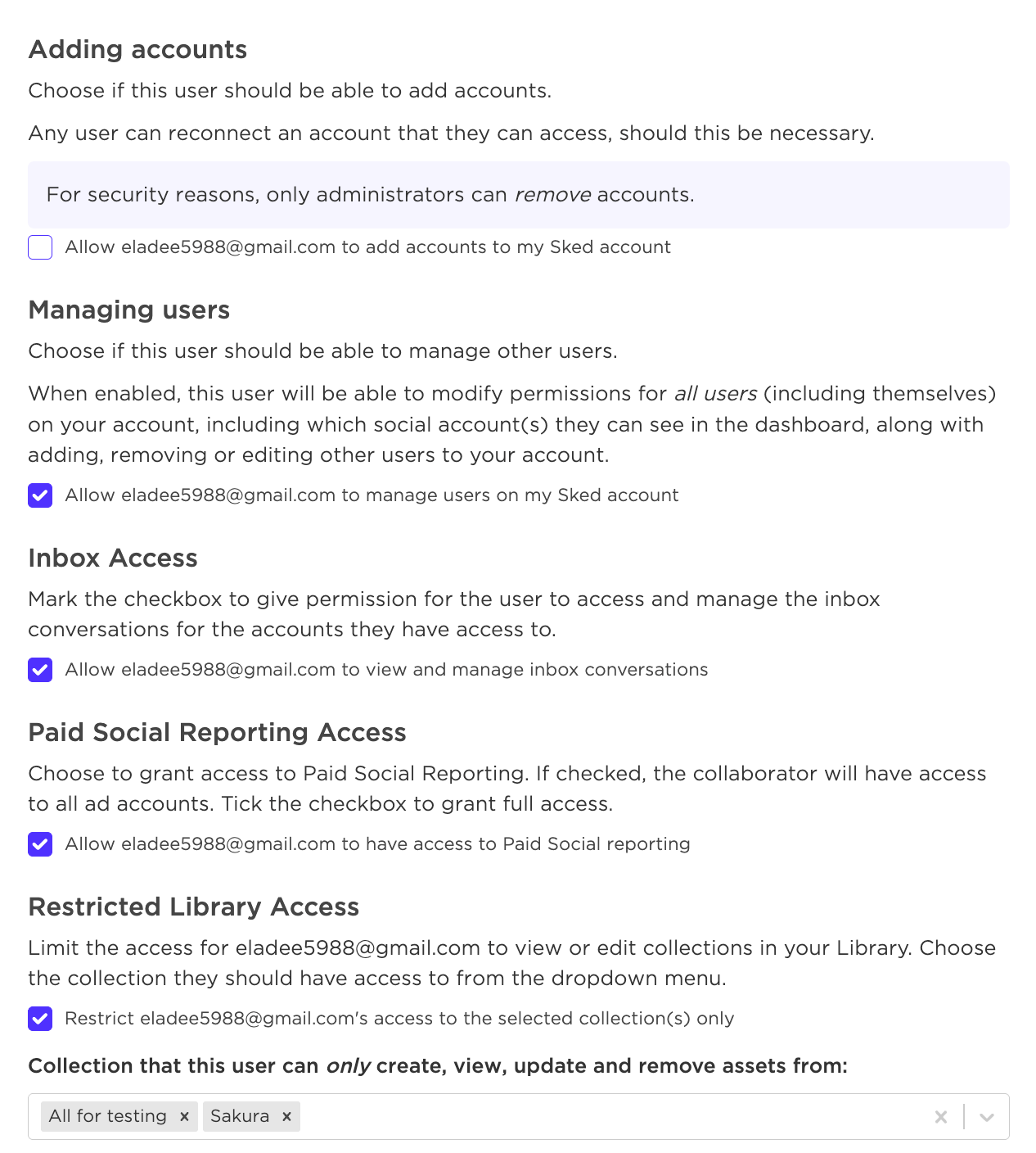 User account permissions | Sked Social Help Center